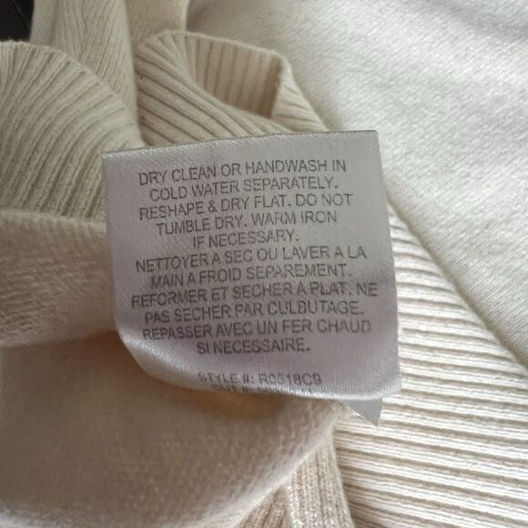 Minnie Rose Ivory Cashmere Knit V-Neck Pullover Sweater Women’s Large - Picture 7 of 8